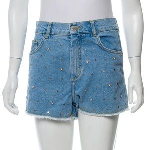 Maje mini jean shorts denim studded gems size small